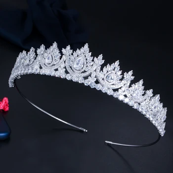 BeaQueen Japan, Классические блестящие короны принцессы из кубического циркония для девочек, кристалл в виде капли воды, женские модные свадебные украшения для волос H020