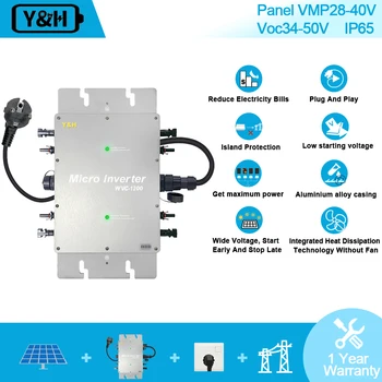 Y & H 1200 Вт Сетевой Инвертор Водонепроницаемый IP65 MPPT DC28-50V PV Вход AC80-160V Выход Солнечный Микроинверсор для Солнечной Панели 30 В 36 В