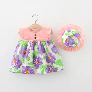 SAILEROAD 2022 Новые летние детские хлопковые платья принцессы с короткими рукавами и цветами, детские юбки для девочек, модная одежда