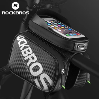Велосипедная сумка ROCKBROS, непромокаемая сумка для телефона с сенсорным экраном, сумка для верхней трубки, рама для шоссейного велосипеда, Передняя Седельная сумка, аксессуары для велосипеда