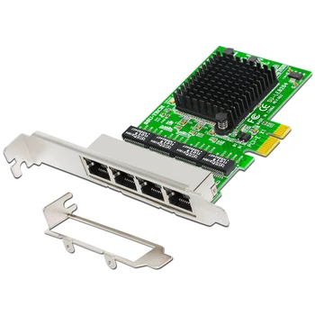 Сетевая карта PCI Express PCIE X1 -4 Порта RJ45 1000 Мбит/с Gigabit Ethernet 10/100/1000 М Сетевой Контроллер Сетевого адаптера RJ-45 RJ45