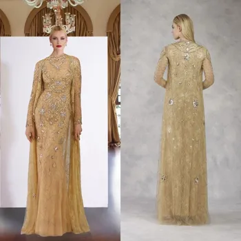 Последние Золотые платья для матери невесты 2020 года с кружевной накидкой, расшитые бисером Платья для матери жениха Плюс Размер