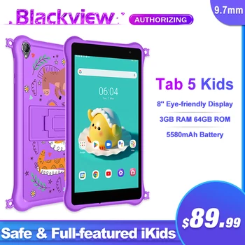 Blackview Tab 5 Детские Планшеты 3 ГБ 64 ГБ 8 Дюймов Andorid 12 Четырехъядерный Аккумулятор емкостью 5580 мАч WiFi Google Play Учебные ПК Планшеты