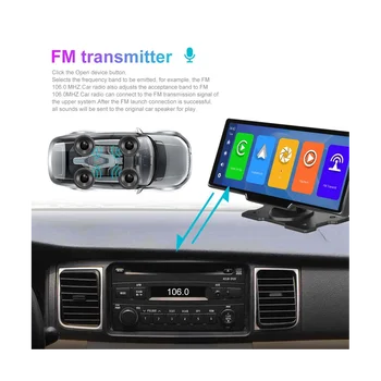 Беспроводная портативная автомобильная стереосистема Carplay Android Auto, 9,3-дюймовый HD сенсорный экран с Bluetooth, Резервная камера заднего вида, TF-карта