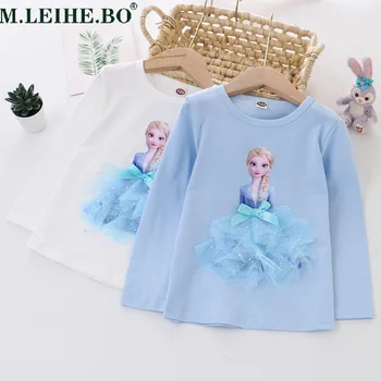 Замороженная футболка с длинным рукавом для маленьких девочек с рисунком малышки Эльзы, детский топ для девочек, белая толстовка, детская футболка