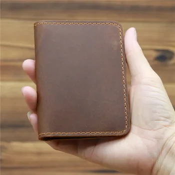 Мужской кошелек, минималистичный тонкий держатель для карт, винтажный кошелек для кофейных карточек из натуральной кожи, тонкие мини-держатели для кредитных карт, удостоверяющих личность, для мужчин