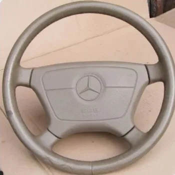 Для Mercedes-Benz old w210 Сшитая вручную крышка рулевого колеса с верхней и нижней имитацией персикового дерева, левая и правая из коричневой кожи